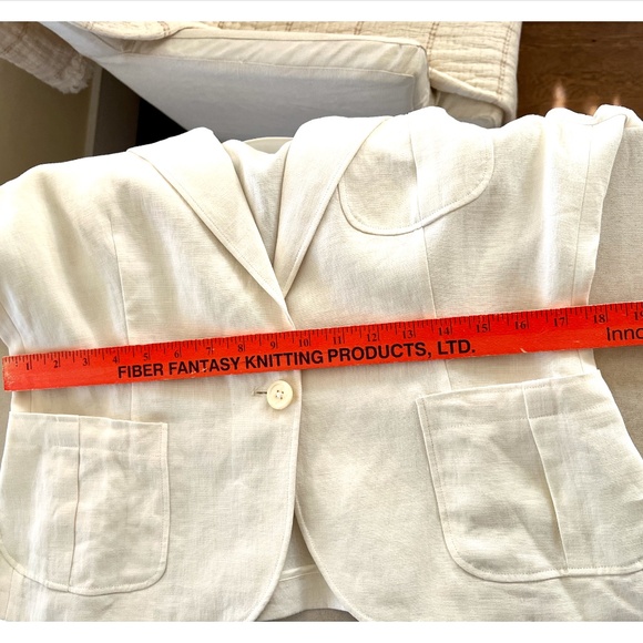RALPH LAUREN BLUE LABEL Ivory Linen Single Button Blazer - Made In Italy - 12 - Picture 10 of 13